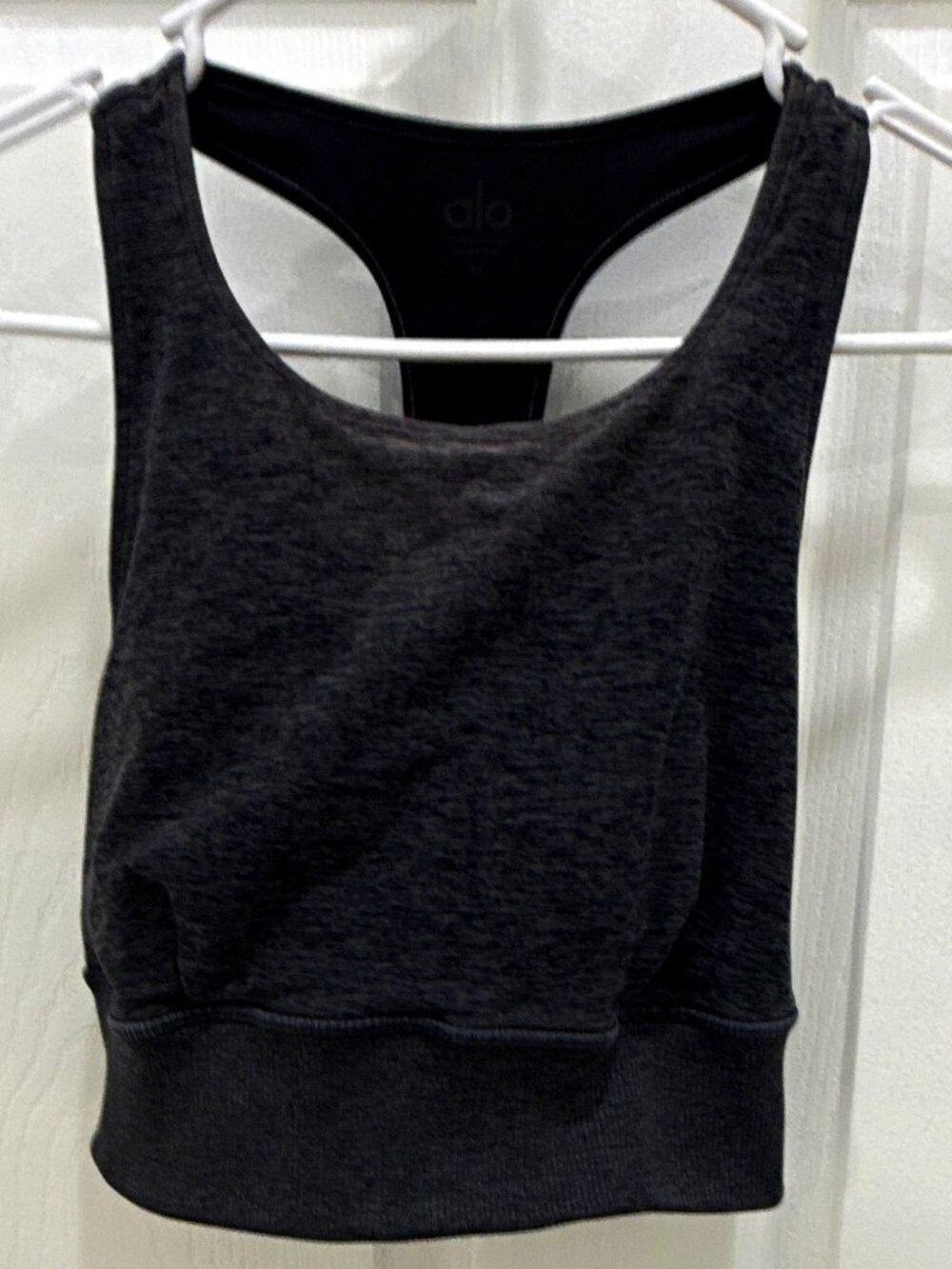 Alo Yoga Women's M Gray/Black Racerback Pullover Sports Bra Medium Support
